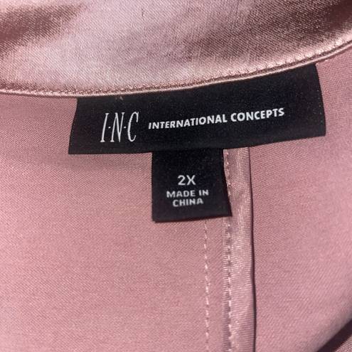 INC Luxe Satin Rose Open Front Blazer