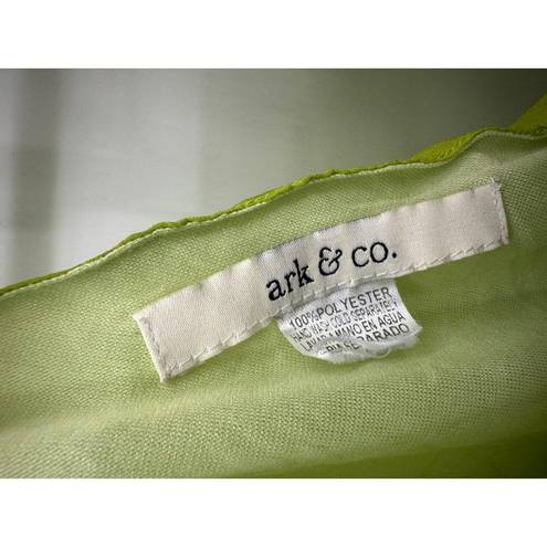 Ark & Co. Lime Green Embroidery Detail Blouse Flutter Sleeve Tie Neck Size Medium