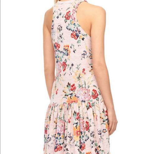 Rebecca Taylor  Marlena Pink Floral Linen Jersey Sleeveless Mini Dress Large