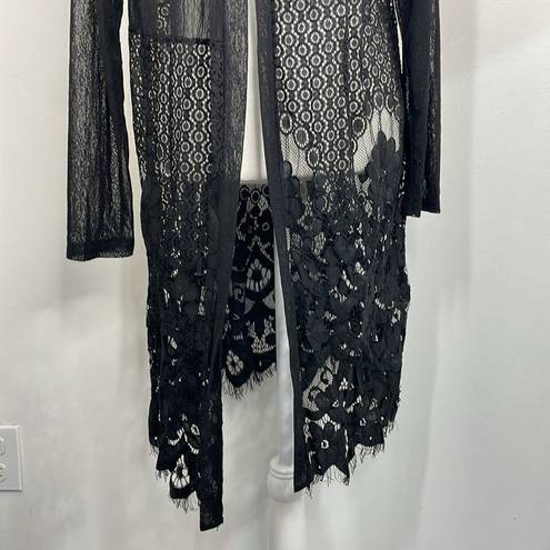 Black Witchy Boho Sheer Lace Long Sleeve Cardigan Duster size M/L Size L