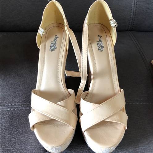 Charlotte Russe Cream Platform Wedge Sandals S9