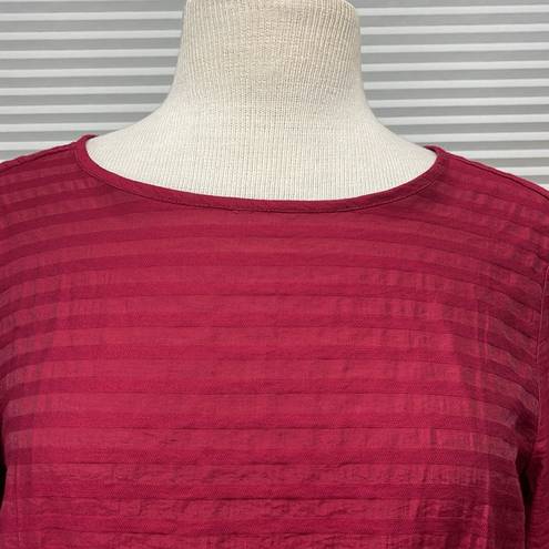 Loft  NWT Berry Striped V Wrap Back Long Sleeve Cropped Top Size Small