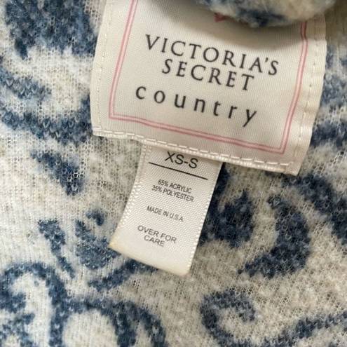 Victoria's Secret Vintage 90s  Country Delft Floral Scroll Fleece Robe XS S