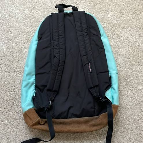 Jansport  Leather Bottom Turquoise/Light Blue Campus Backpack