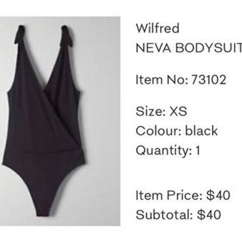 Wilfred Free Wilfred Aritzia Neva Black Bodysuit Size XXS Tie Straps