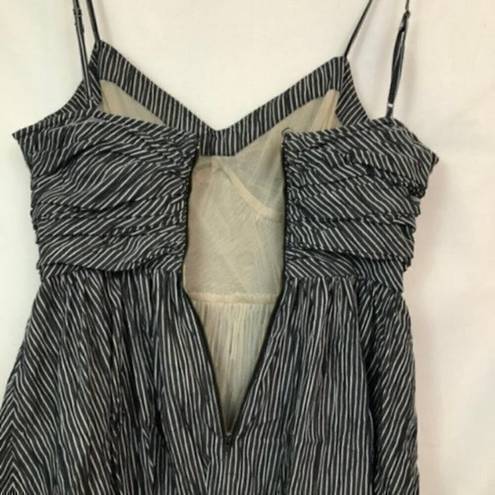 Tracy Reese  ANTHROPOLOGIE Striped Bubble Hem Dress Black White Sleeveless Party