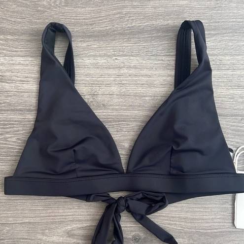 Good American NWT  Sexy Boost Triangle Bikini Top Black Tie Back Size 2 / Medium