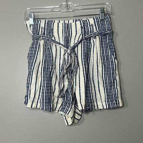 Lulus  paper bag waist high rise boho stripe embroidered shorts women's size S