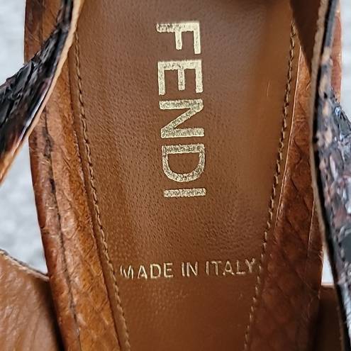 Fendi  Brown Snakeskin Print Slingback Heels Sz 37 (7)