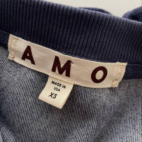 The Moon AMO VELOUR V NECK SWEATSHIRT BLUE XS cropped