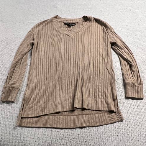 Andrew Marc Brown Taupe V Neck Vintage Sweater Size Small EUC