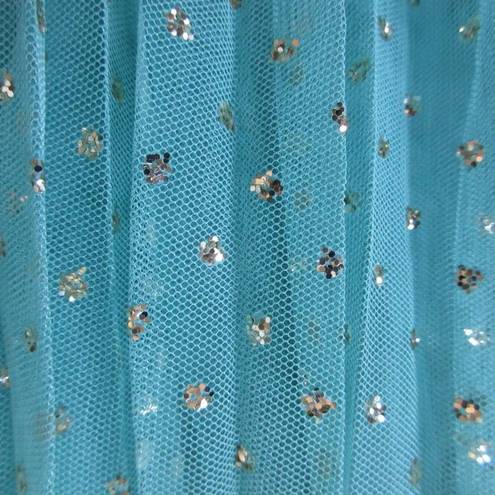 J.Crew NWT  Tulle A-line Midi in Aqua Gold Metallic Gold Dot Pleated Skirt 16