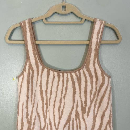 Lucy Paris  Dress M KRISTIN Zebra Knit Scoop Neck Bodycon Sleeveless Brown NWT