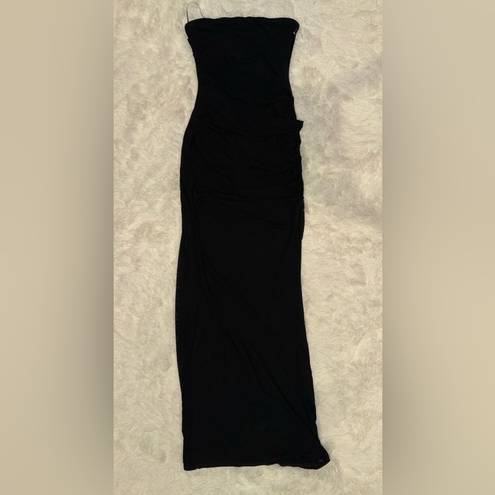 Naked Wardrobe New  black Strapless Shirred ruched Sheer Mesh Body-Con Dress sz M