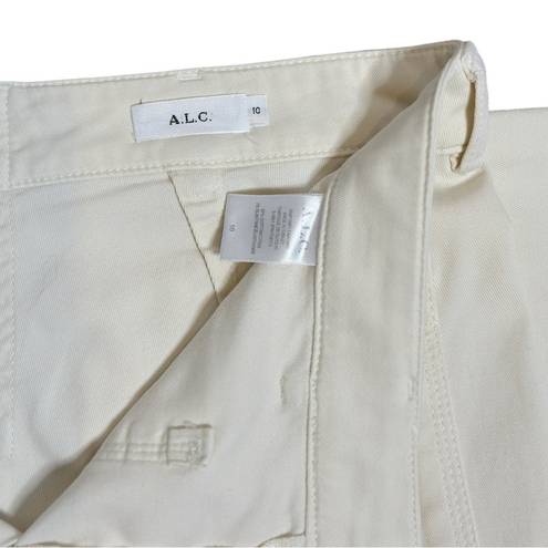 ALC Frank A.L.C. Flynn Off-White High-Waisted Wide Leg Lace-Up Pants Size 10