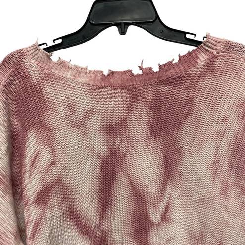 FATE. Distressed Sweater Cropped Oversized Neutral Sweater Womens Size M Boho Dye