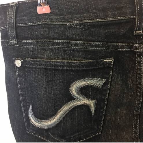 Rock & Republic  Kasandra Jeans Dark Wash Embroidered 31 12 Boot Cut
