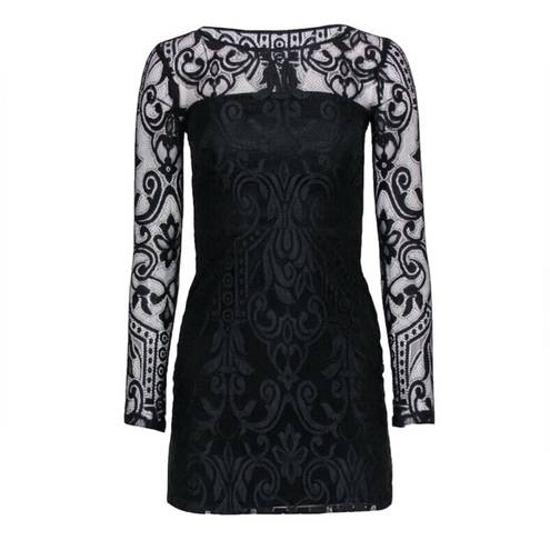 Alexis  Lace Mini Dress Long Sleeves Black Size L