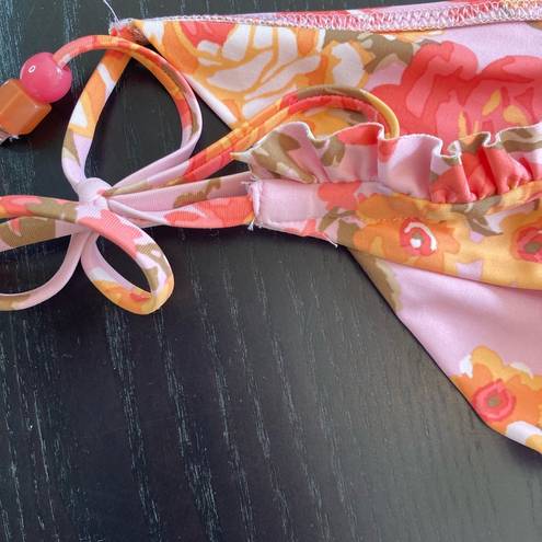Aerie  pink floral triangle bikini, Size Small, removable pads, ruffles, beachy