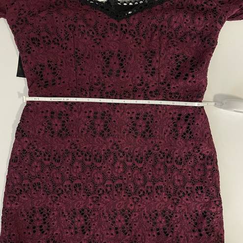 Alexis  Sophia Dress Burgundy Lace tie strap large midi long sleeve purple