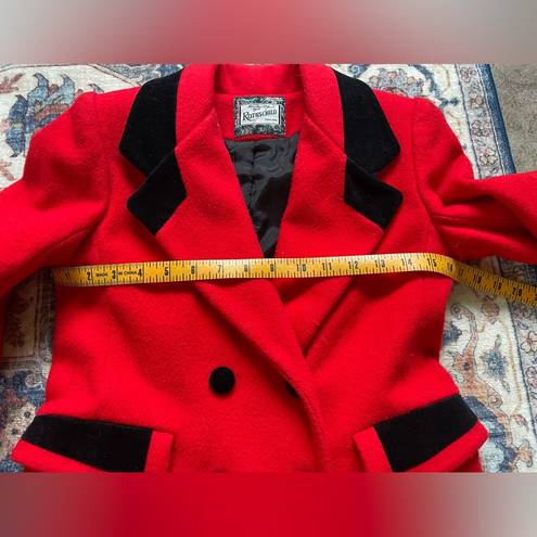 Vintage 1970s Rothschild Women’s Wool Long Coat, Size 8 Red and Black