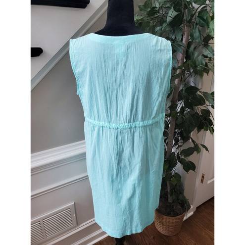 Beach Club Palisades  Womens Blue Drawstring Sleeveless Knee Length Dress Large