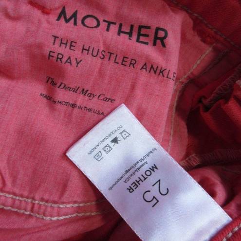 ma*rs NWT Mother Hustler Ankle Fray in  Red High Rise Bootcut Crop Jeans 25