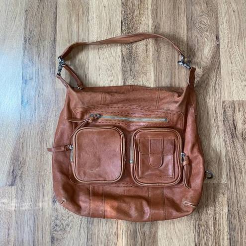 Chocolat Blu  Brown Convertible Leather Hobo Shoulder Bag EUC Pockets