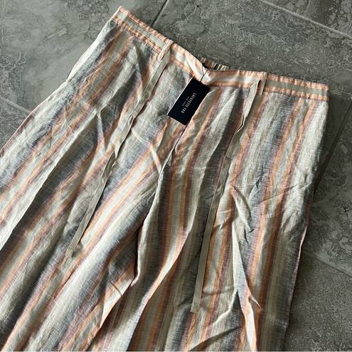 Lafayette 148  New York Linen Striped Wide Leg Pants, Sedona Multi New w/Tag $498