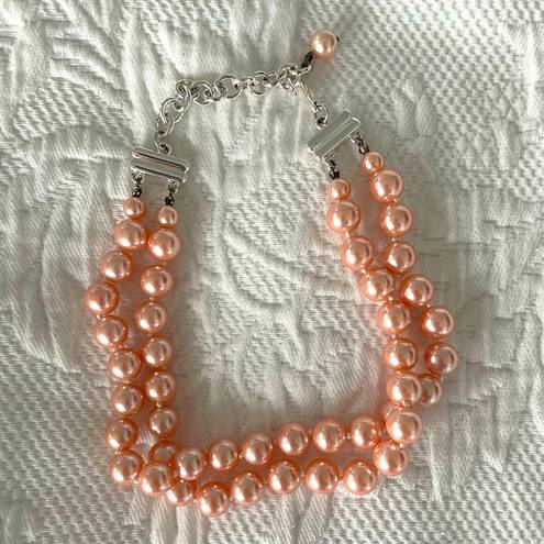 Talbots TALBOT’S Vintage Pink Faux Pearl Choker Necklace Adjustable