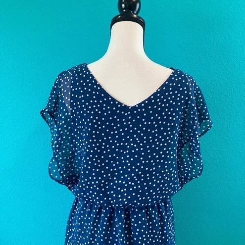 Lush Clothing Lush blue and white polka dot dress