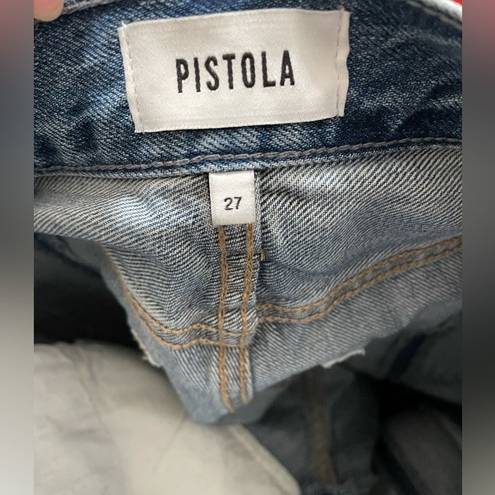 Pistola New  Charlie High Rise Button Fly Straight Fray Hem Light Wash Jean Sz 27