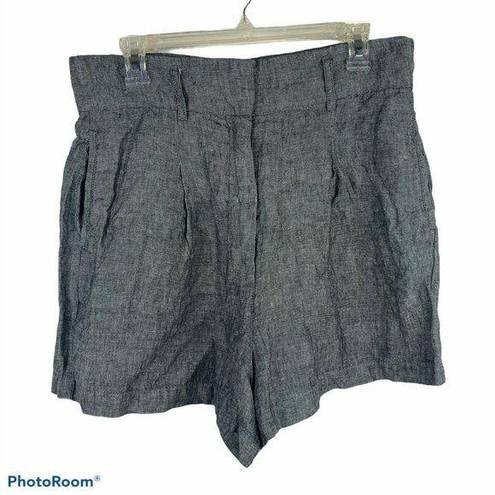 Artisan NY  100% Linen High Rise Rib Cage Pleated Gray Shorts Women’s Size 12