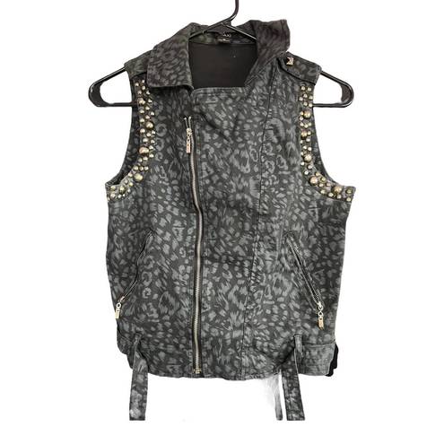 Max Rave  black/gray cheetah print vest size medium