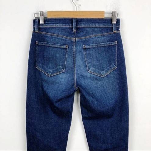 L'Agence  Rachel Ripped Crop Slim Fit Blue Slouch Cuffed Jeans Size 24 Stretch