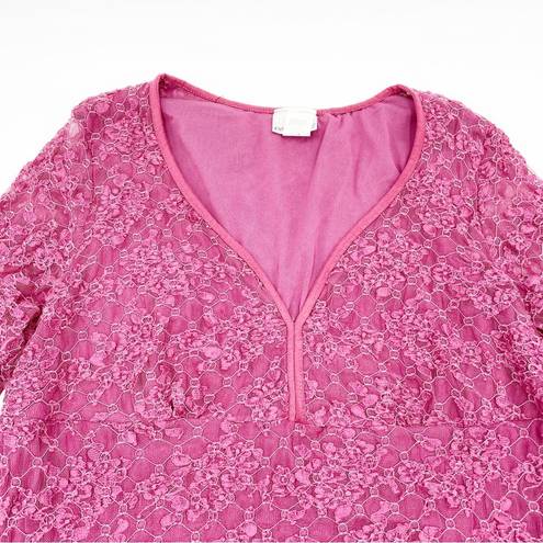 Fashion Bug  Vintage Y2K Frilly Pink Lace Sweetheart Neck Blouse Size XL