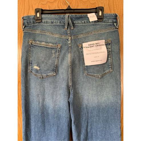 Good American  Good Boy Straight Cropped Jeans in Indigo 604 Size 14