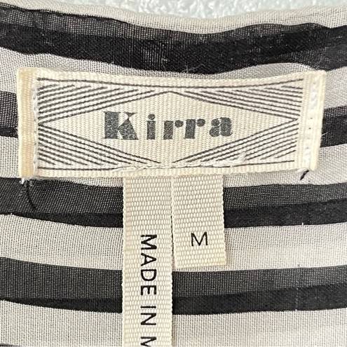 Kirra   Boutique Striped Blouse, cross front with snap closure Black White Medium