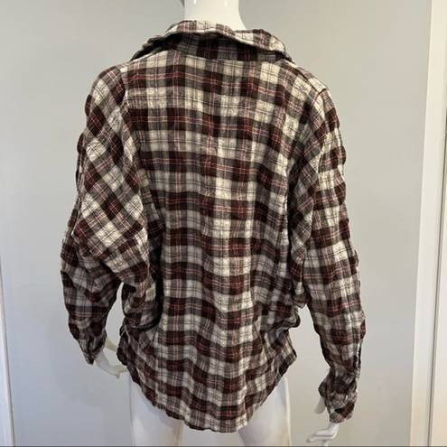 Wishful Thinking  Button Down Flannel in Brown & Red