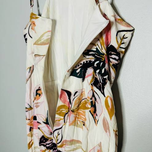 Wish  Wild Flower Mid Tie Waist Adjustable Straps Midi Vacay Dress Size Small