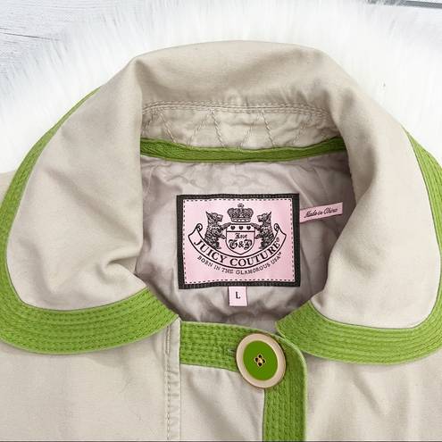 Juicy Couture  Tan Green Trench Coat Jacket