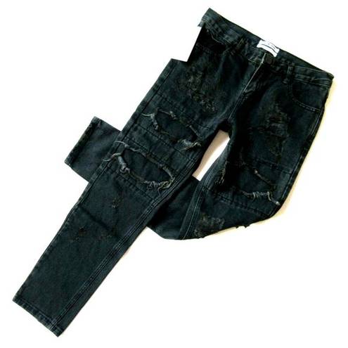 One Teaspoon NWT  Awesome Baggies in Fox Black Destroyed Straight Jeans 26