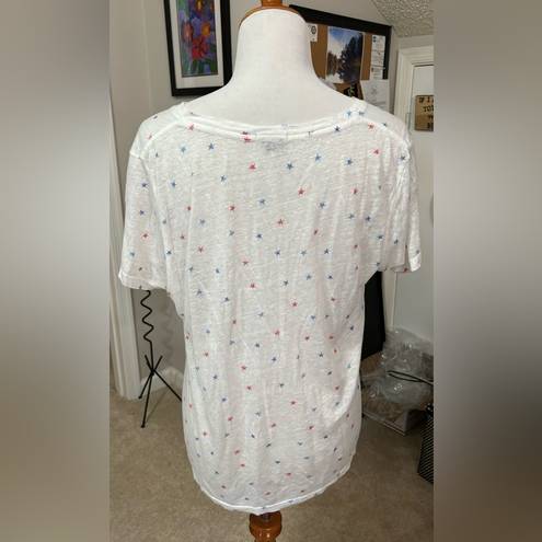 Rails  V-neck White t-shirt, with red and blue stars. Size M.