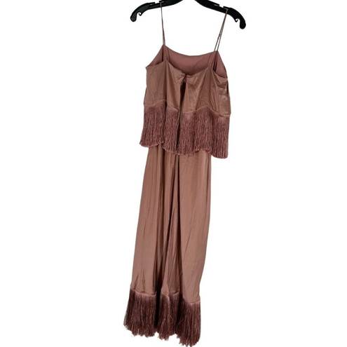 Cinq à Sept Cinq a‎ Sept Women's Eastwood Sleeveless Bare Rose Pink Silk Fringe Midi Dress 4