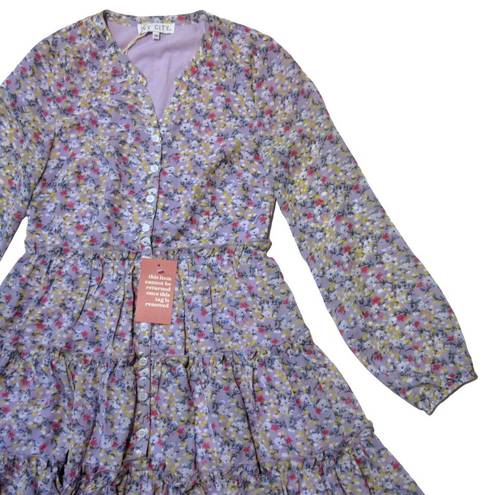 Krass&co NWT Ivy City . Lydia in Purple Floral Flowy Tiered A-line Dress XS