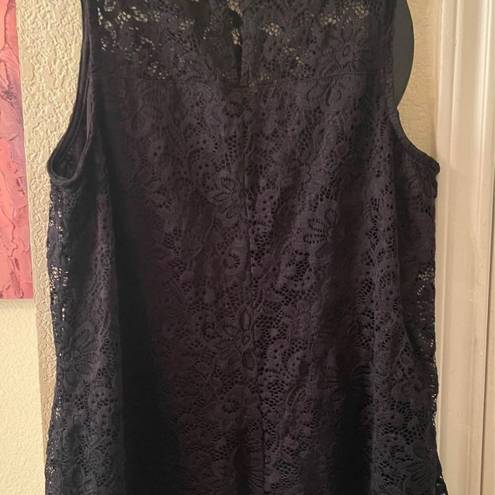 AB Studio Womens  black lace tank top size Large