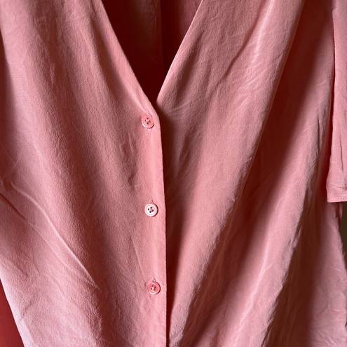 Joie  peach coral 100% silk career button summer minimalist butterfly v-neck cute