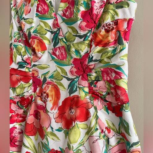 Adrianna Papell  floral bright v-neck sheath dress formal chic