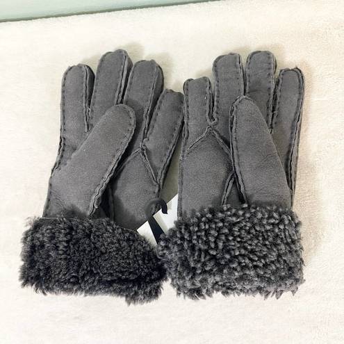 L.A.M.B. NWT Surell Gray Shearling Sheepskin Gloves Medium