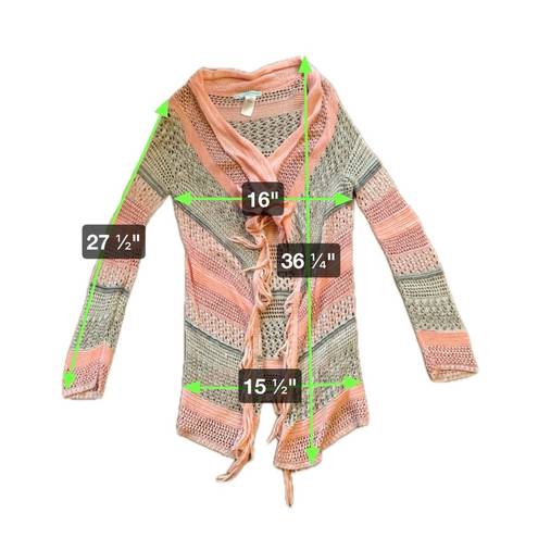 Maurice's  Tan Peach Striped Loose Crochet Cardigan Sweater Women’s Size XS